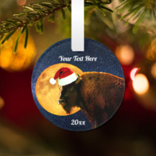 Amerikanisches Bison, Vollmond und Weihnachtsmannm Ornament
