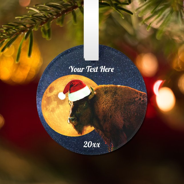 Amerikanisches Bison, Vollmond und Weihnachtsmannm Ornament (Von Creator hochgeladen)