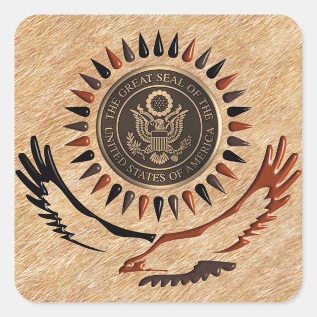AMERIKANISCHES BRONZE SIEGEL EAGFL QUADRATISCHER AUFKLEBER (Vorderseite)