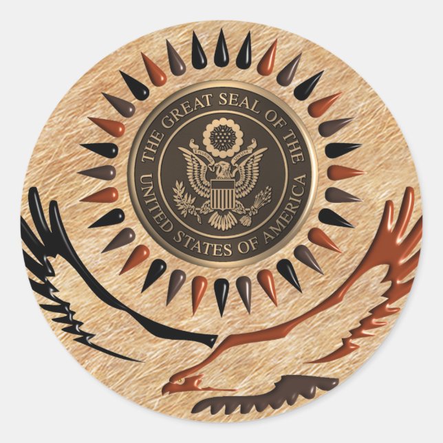 AMERIKANISCHES BRONZE SIEGEL EAGFL RUNDER AUFKLEBER (Vorderseite)