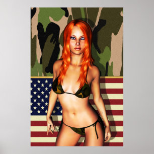 Amerikanisches Camouflage-Bikini-Baby Poster