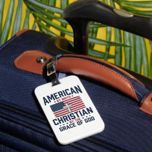 Amerikanisches christliches Flaggenkreuz Vintage-S Gepäckanhänger
