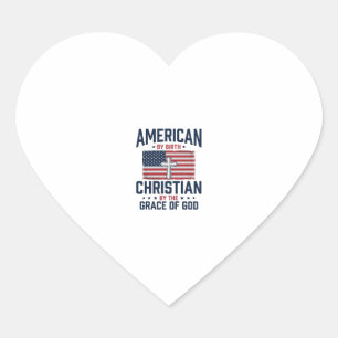 Amerikanisches christliches Flaggenkreuz Vintage-S Herz-Aufkleber