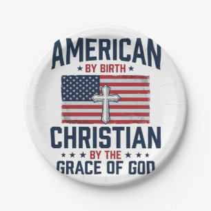 Amerikanisches christliches Flaggenkreuz Vintage-S Pappteller