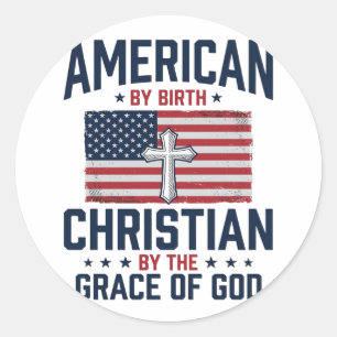 Amerikanisches christliches Flaggenkreuz Vintage-S Runder Aufkleber