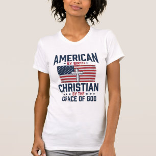 Amerikanisches christliches Flaggenkreuz Vintage-S T-Shirt
