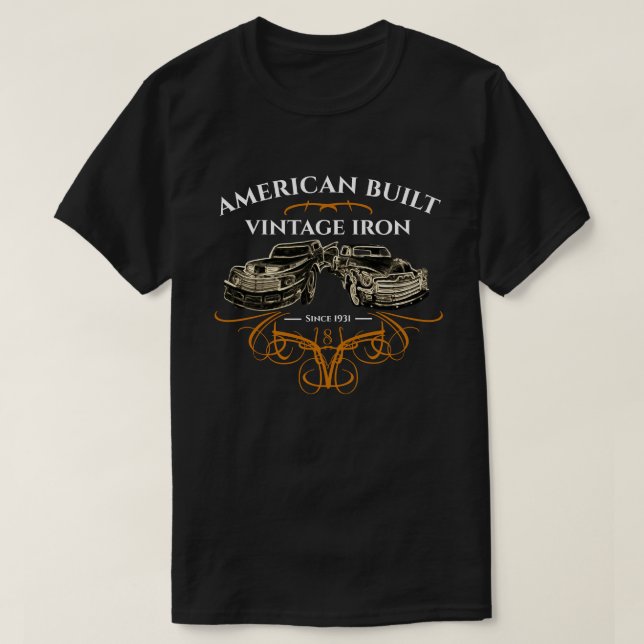 Amerikanisches errichtetes Vintages Eisen tauscht T-Shirt (Design vorne)