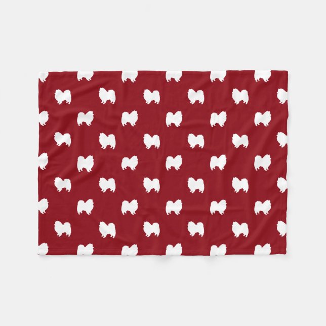 Amerikanisches EskimohundeSilhouette-Muster Fleecedecke (Vorderseite (Horizontal))