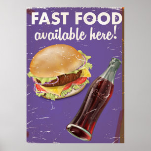 Amerikanisches Fast-Food-Vintage-Lebensmittelplaka Poster