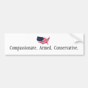 amerikanisches flag2, mitfühlend.  Bewaffnet.  Autoaufkleber