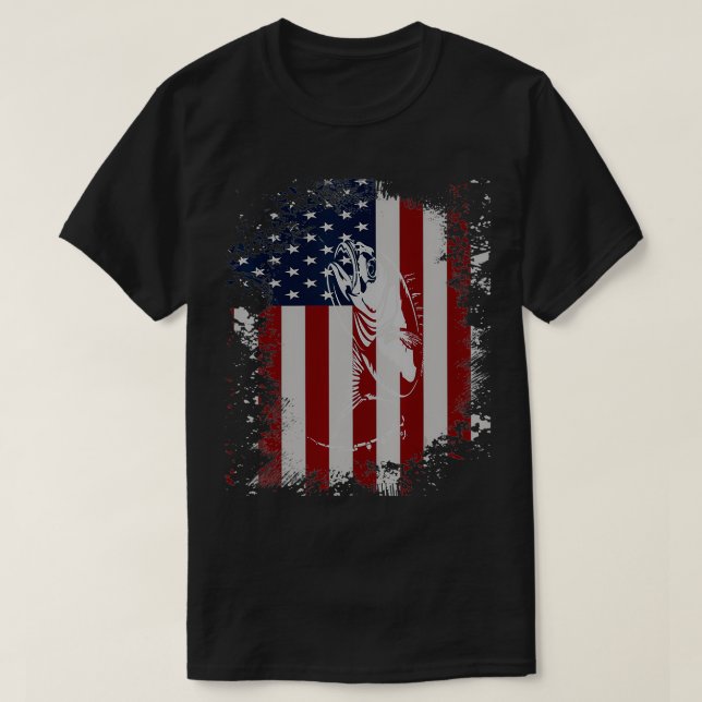 Amerikanisches Flag Fishing Rod Fishman Geschenk f T-Shirt (Design vorne)