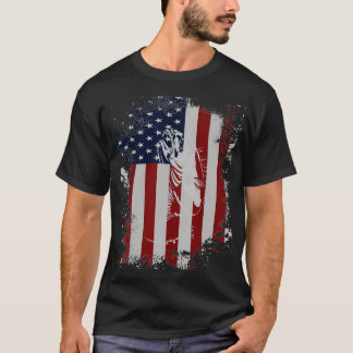Amerikanisches Flag Fishing Rod Fishman Geschenk f T-Shirt