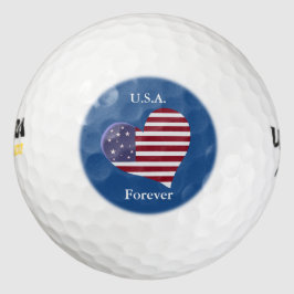 Amerikanisches Flag-Herz mit anpassbarem Text Golfball