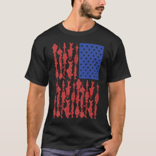 Amerikanisches Flagge-Angler-Design T-Shirt
