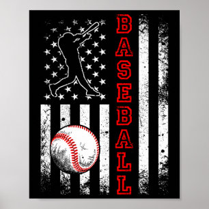 Amerikanisches Flagge Baseball-Team Vintage Lustig Poster