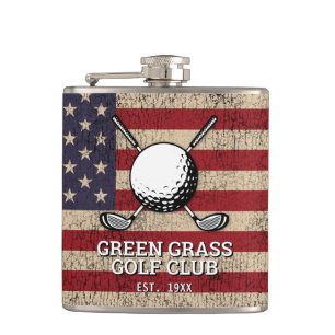 Amerikanisches Flagge Golf Design Flachmann