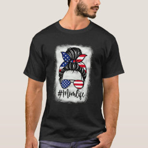 Amerikanisches Flagge Mama Leben Gebleicht Mutter T-Shirt