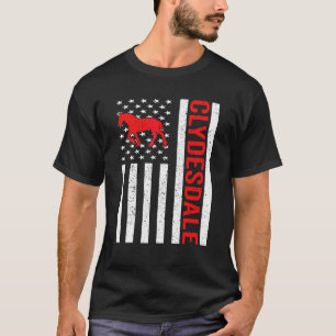 Amerikanisches Flagge Pferd Reiten Clydesdale Pfer T-Shirt