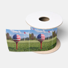 Amerikanisches Flaggen-Design auf einem Golfball Satinband