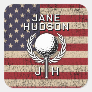 Amerikanisches Flaggen-Design mit individuellem Mo Quadratischer Aufkleber