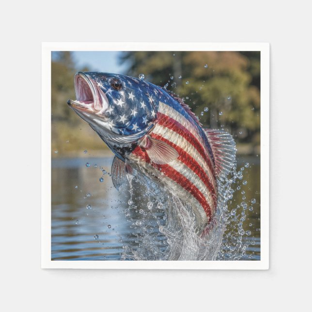 Amerikanisches Flaggen-Fisch-Design Serviette (Vorderseite)