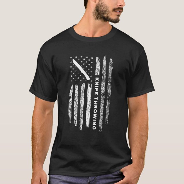 Amerikanisches Flaggen-Messerwerfen - Vintage Mess T-Shirt (Vorderseite)