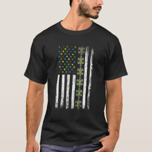 Amerikanisches Flaggen-Puzzleteil Autismus-Bewusst T-Shirt