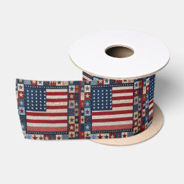 Amerikanisches Flaggen-Quilt-Muster Satinband