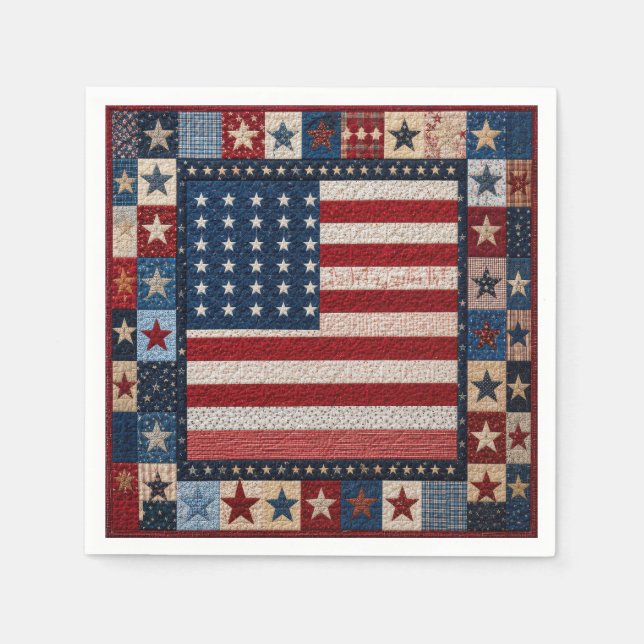 Amerikanisches Flaggen-Quilt-Muster Serviette (Vorderseite)