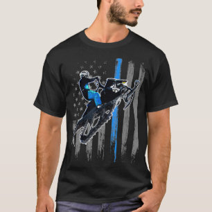 Amerikanisches Flaggen Schneemobil Männer Schneemo T-Shirt