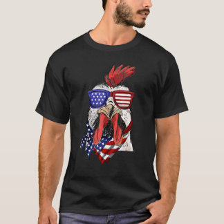 Amerikanisches Flaggen-Shirt Hahn Huhn 4. Juli Ich T-Shirt