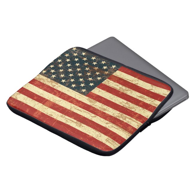 Amerikanisches Flaggenalter erschüttert Laptopschutzhülle (Vorne Oben)