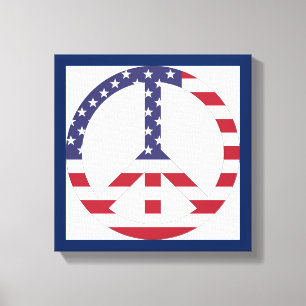 AMERIKANISCHES FLAGGENFRIEDENSSIGNAL LEINWANDDRUCK