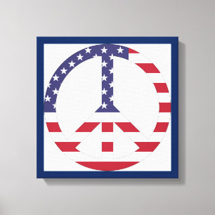 AMERIKANISCHES FLAGGENFRIEDENSSIGNAL LEINWANDDRUCK