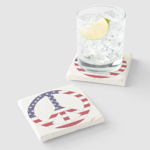 AMERIKANISCHES FLAGGENFRIEDENSSIGNAL STEINUNTERSETZER