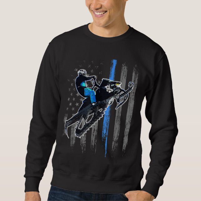 Amerikanisches Flaggenschiff Snowmobile Men Snowmo Sweatshirt (Vorderseite)