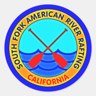 Amerikanisches Fluss-Flößen Kalifornien South Runder Aufkleber