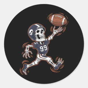 Amerikanisches Football-Skelett Halloween Football Runder Aufkleber