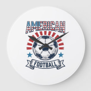 Amerikanisches Football-Vintage-Fußball-T-Shirt-De Große Wanduhr