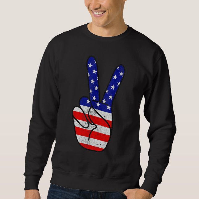Amerikanisches Friedenszeichen Hand Patrioten 4. J Sweatshirt (Vorderseite)