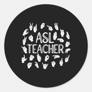 Amerikanisches Gebärdensprachalphabet-Asl-Lehrer  Runder Aufkleber