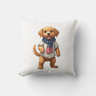 Amerikanisches Goldenes Welpen Vintage Patriotisch Kissen