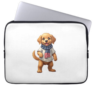 Amerikanisches Goldenes Welpen Vintage Patriotisch Laptopschutzhülle