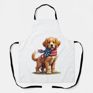 Amerikanisches Goldenes Welpen Vintage Patriotisch Schürze