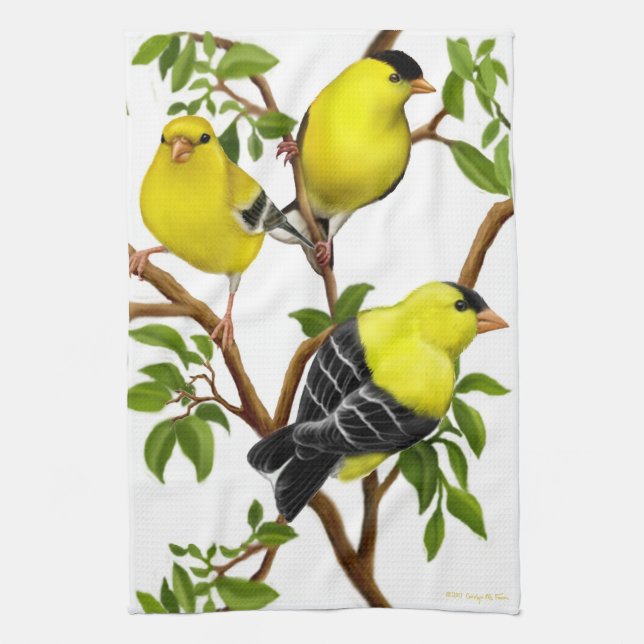Amerikanisches Goldfinch-Vogel-Geschirrtuch Handtuch (Vertikal)