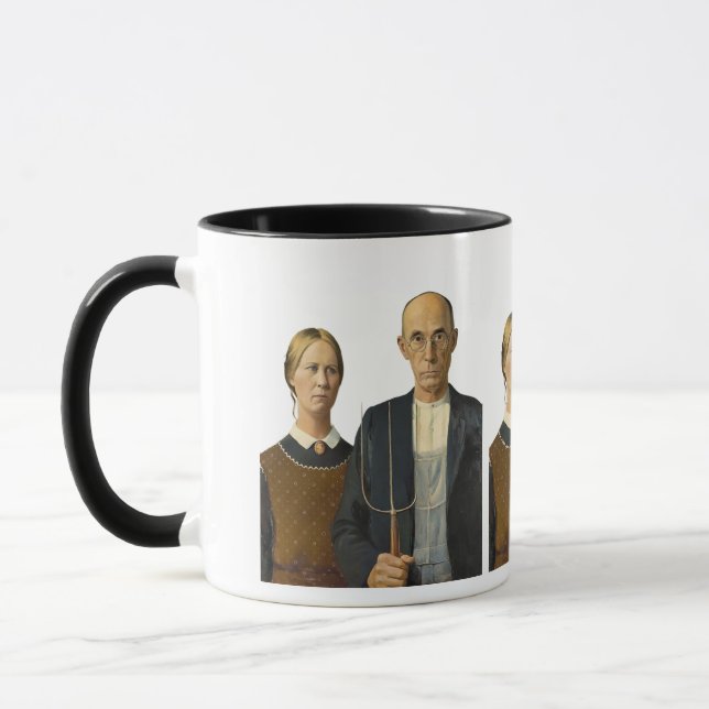 Amerikanisches Gothic-Paar  Tasse (Links)