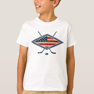 Amerikanisches Hockey-Flaggen-Logo T-Shirt