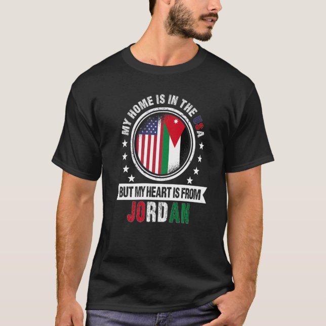 Amerikanisches jordanisches Flaggenherz aus Jordan T-Shirt (Vorderseite)
