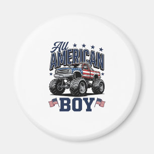 Amerikanisches Jungen-Monster-Truck-Retro-Patrioti Magnet