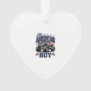 Amerikanisches Jungen-Monster-Truck-Retro-Patrioti Ornament